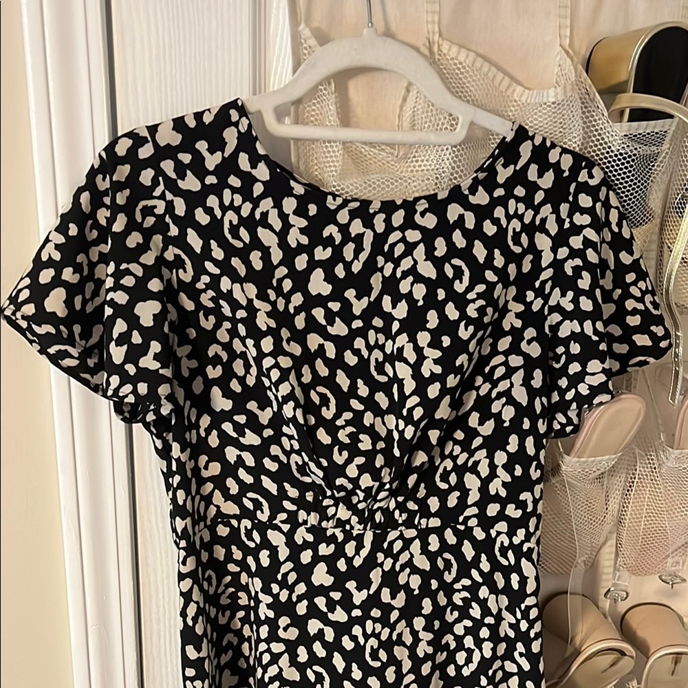 Bobeau Monochrome Animal Print Midi Dress